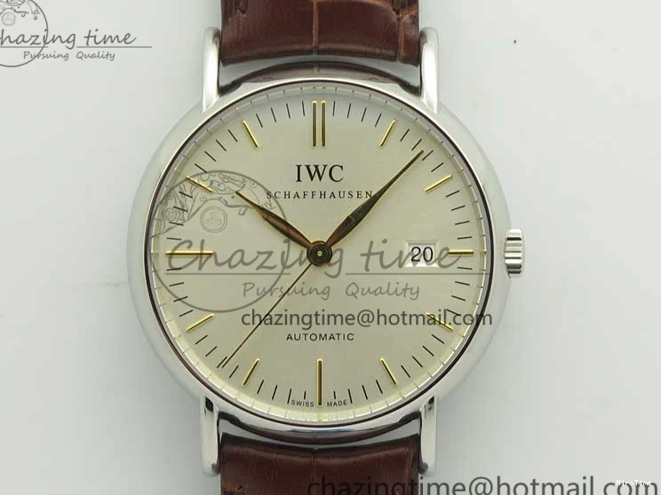 MIROTIME 0517 Portofino Automatic SS TWF 1:1 Best Edition Silver Dial Gold Markers on Brown Leather Strap A Bright 7203